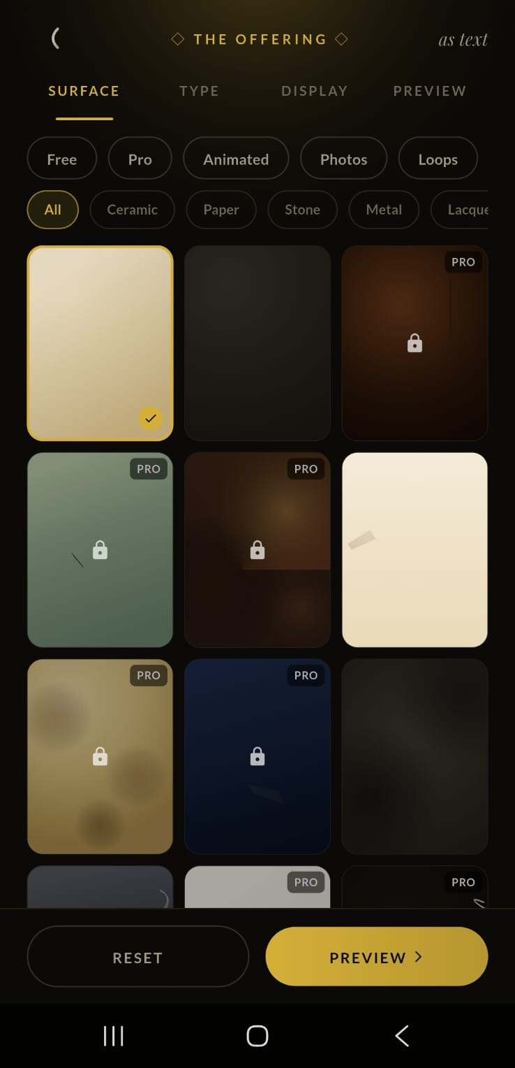 Choose a surface